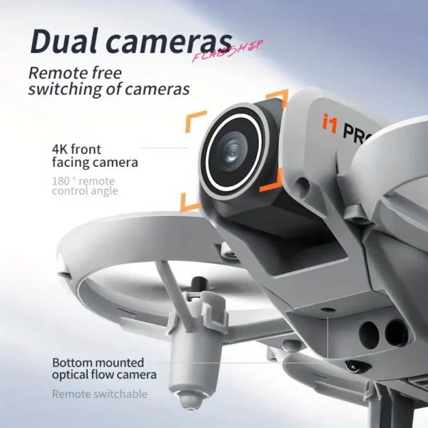 PRO 4K Dual-Camera Drone, 180° Camera Steering, Dual Batteries, Intelligent Obstacle Avoidance, Optical Flow Positioning, 360° Roll, Gyroscope - oxbig mart 9