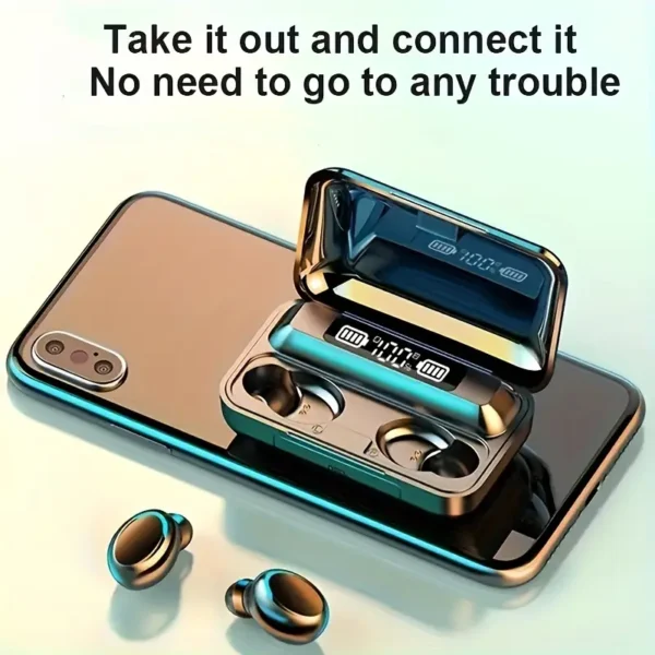 TWS Wireless Earbuds, Stereo Sound Headphones, Sport Headset, In Ear Earphones with LED Display Charging Bin F9 Tws In-Ear Hi-fi Stereo Wireless Earphone Wireless Earbuds Sports Life Headphones Gaming Headset for iPhone Android, Gifts for Man Women